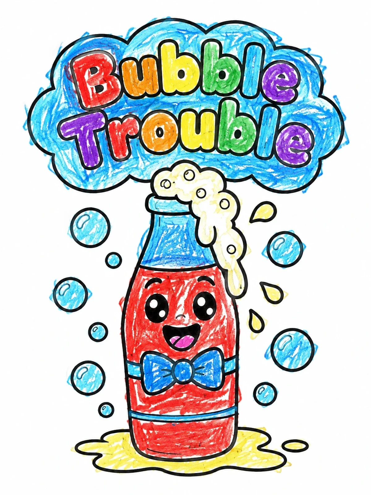Colored example of the Cute Soda Bottle With Bow Tie coloring page