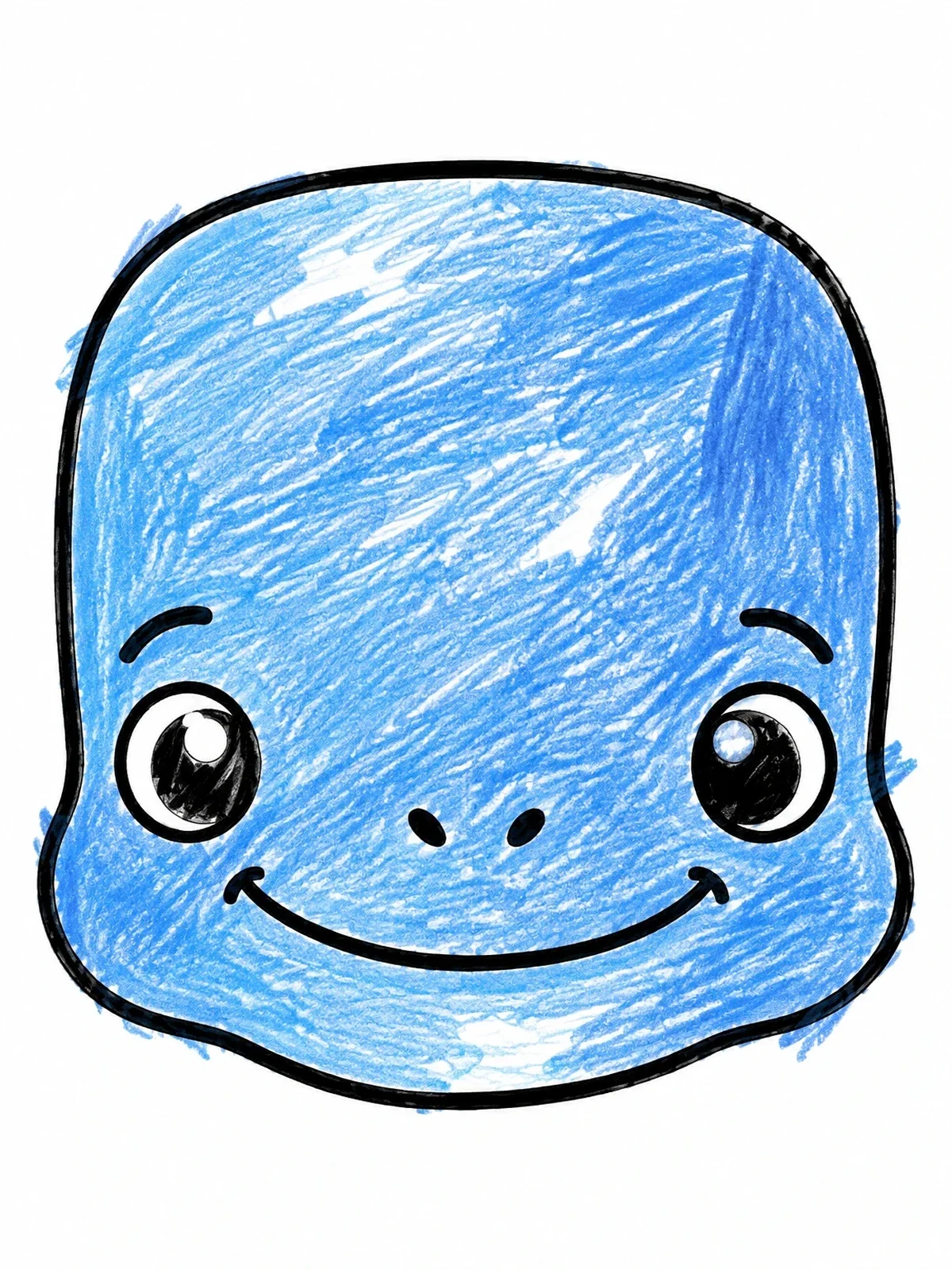 Colored example of the Cute Sperm Whale Face Front View coloring page