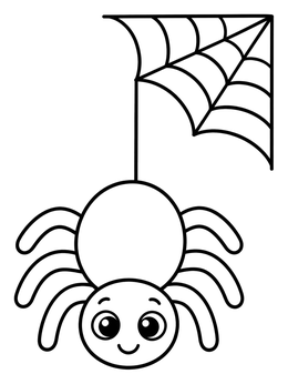 Free printable Cute Spider Hanging From Web coloring page