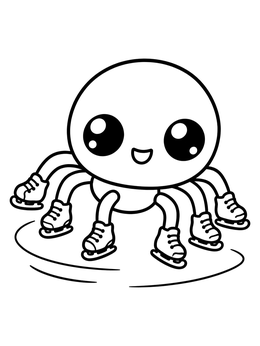 Free printable Cute Little Spider Ice Skating coloring page
