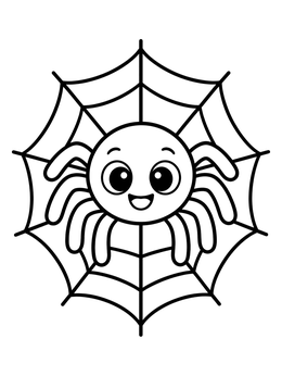 Free printable Cute Spider On Web coloring page
