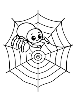 Free printable Cute Spider Weaving A Web coloring page