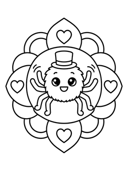 Free printable Cute Spider With Top Hat coloring page