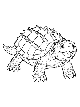 Free printable Cute Spiky Alligator Snapping Turtle coloring page