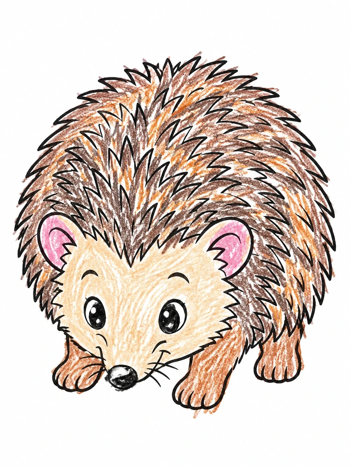Colored example of the Cute Spiky Hedgehog Walking Forward coloring page