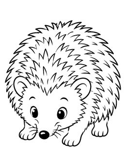 Free printable Cute Spiky Hedgehog Walking Forward coloring page