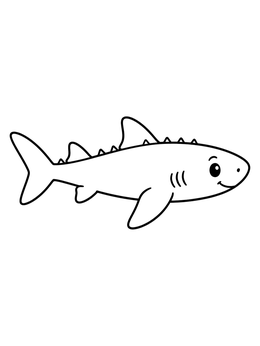 A friendly shark coloring page featuring a smiling spiny dogfish shark.