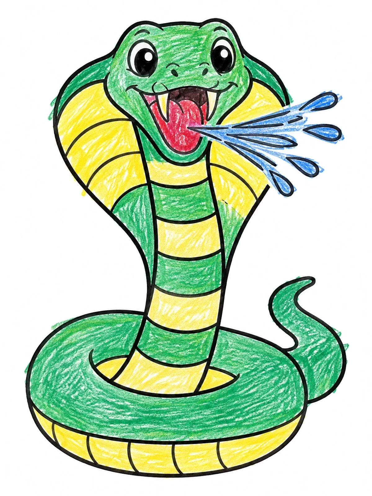 Colored example of the Cute Spitting King Cobra coloring page
