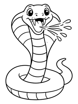 Free printable Cute Spitting King Cobra coloring page
