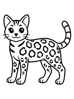 Free printable Cute Spotted Bengal Cat coloring page