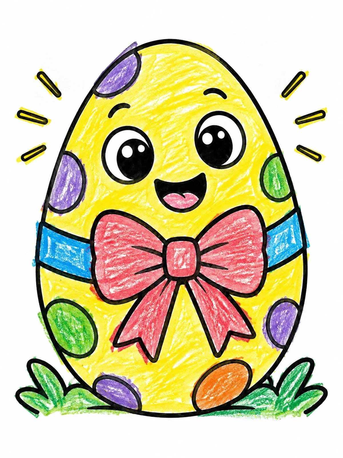 Colored example of the Cute Spotted Egg With Ribbon Bow coloring page