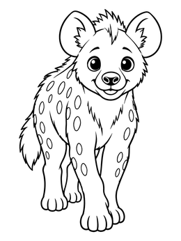 Free printable Cute Spotted Hyena Cub Walking coloring page