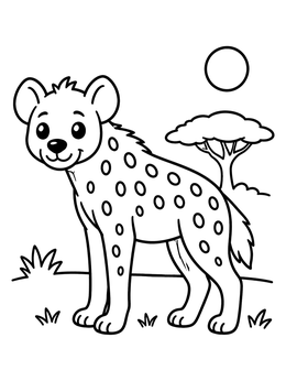 Free printable Cute Spotted Hyena In Savanna coloring page