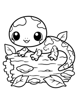 Free printable Cute Spotted Salamander On A Log coloring page