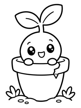 Free printable Cute Sprout In A Broken Pot coloring page