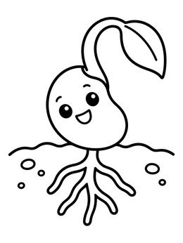 Free printable Cute Sprouting Bean Seed coloring page