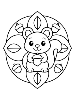 Free printable Cute Squirrel In Autumn Mandala coloring page