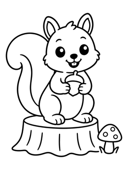 Free printable Cute Squirrel On Tree Stump coloring page