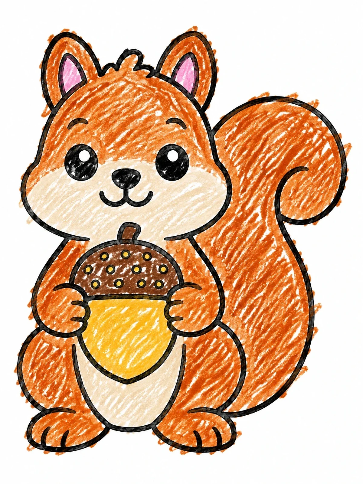 Colored example of the Cute Squirrel With Acorn coloring page