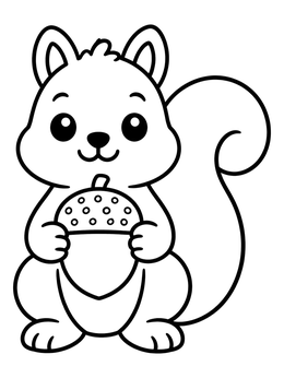 Free printable Cute Squirrel With Acorn coloring page