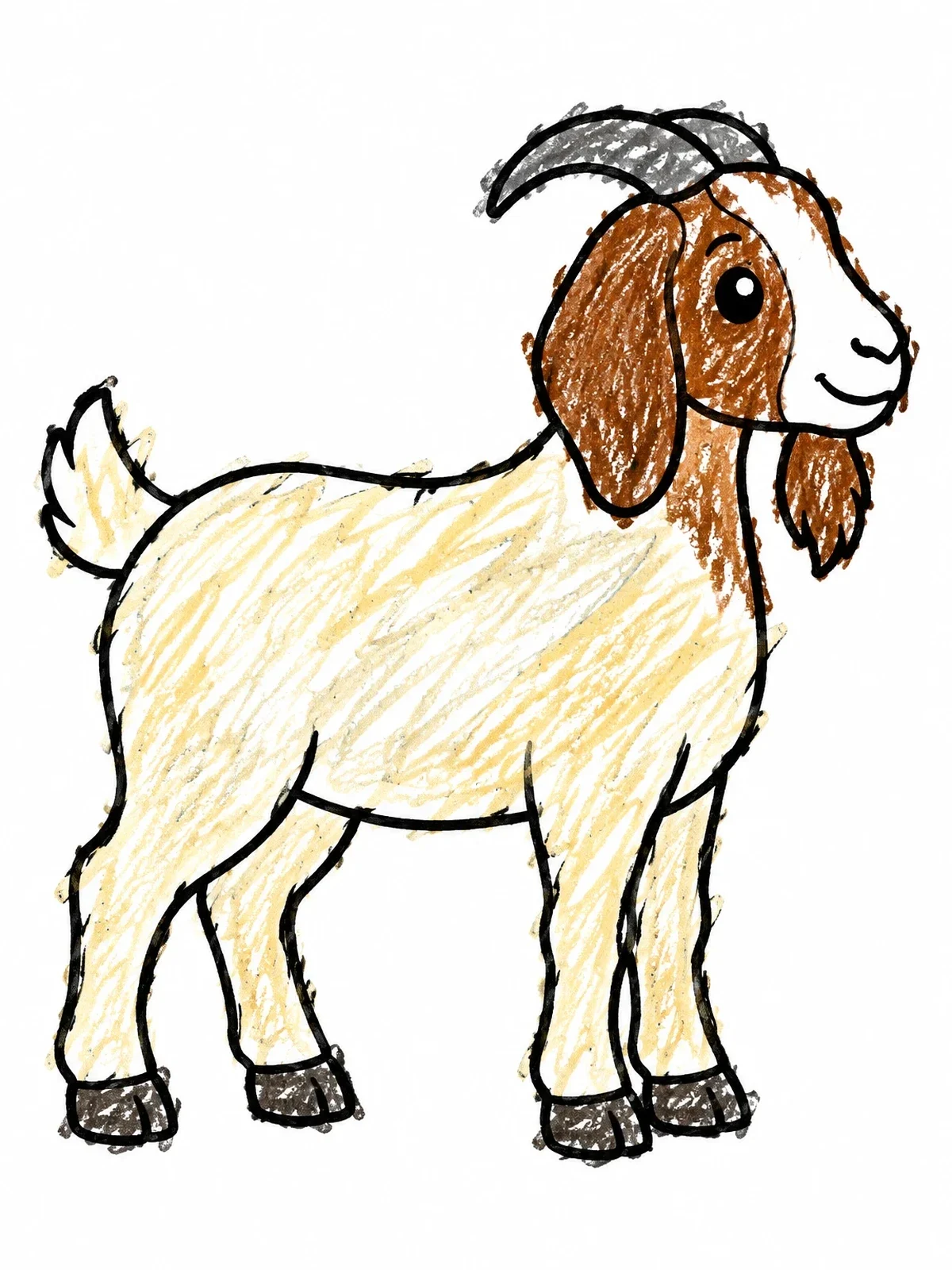 Colored example of the Cute Standing Boer Goat coloring page