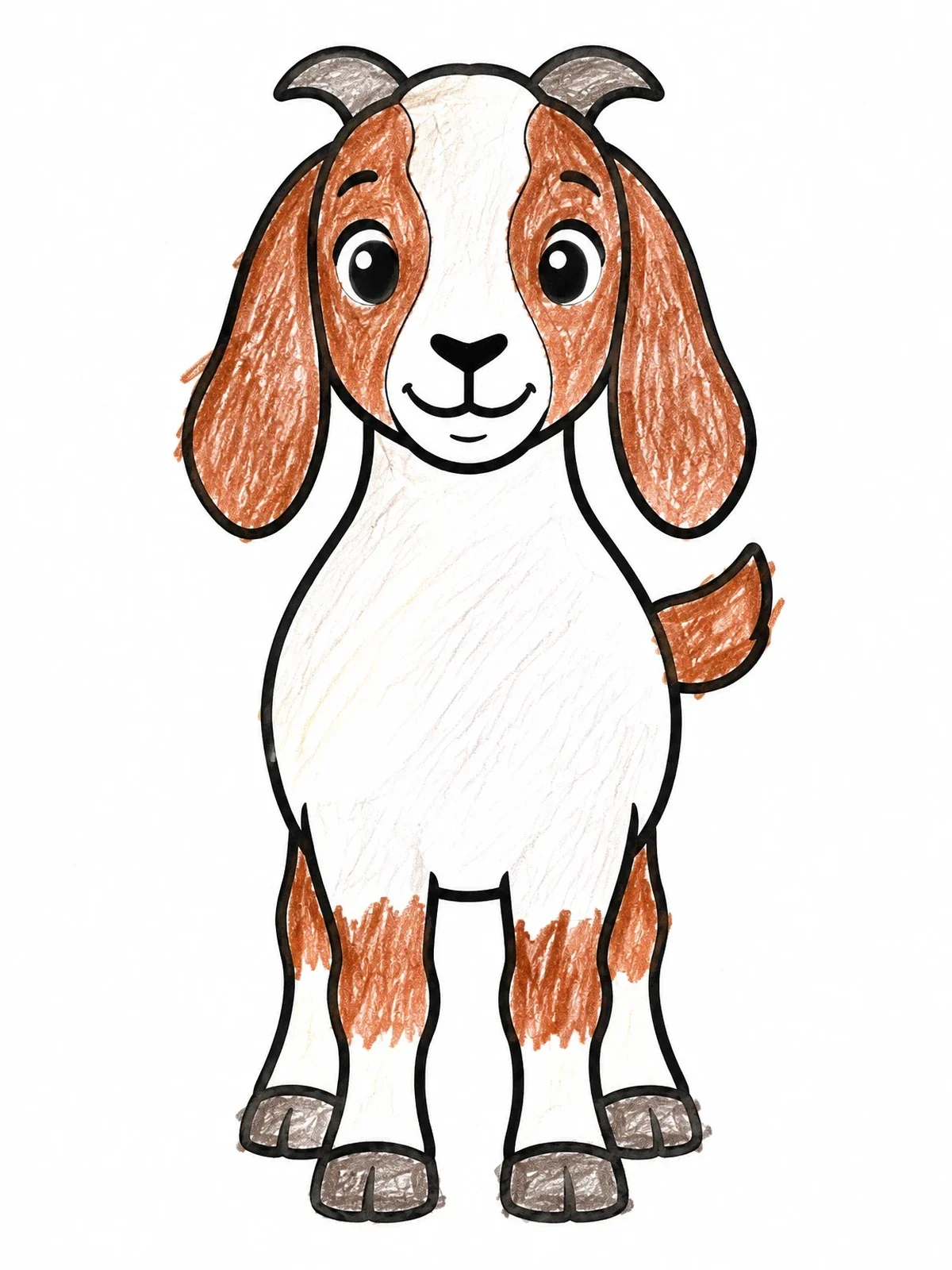 Colored example of the Cute Standing Boer Goat Kid coloring page