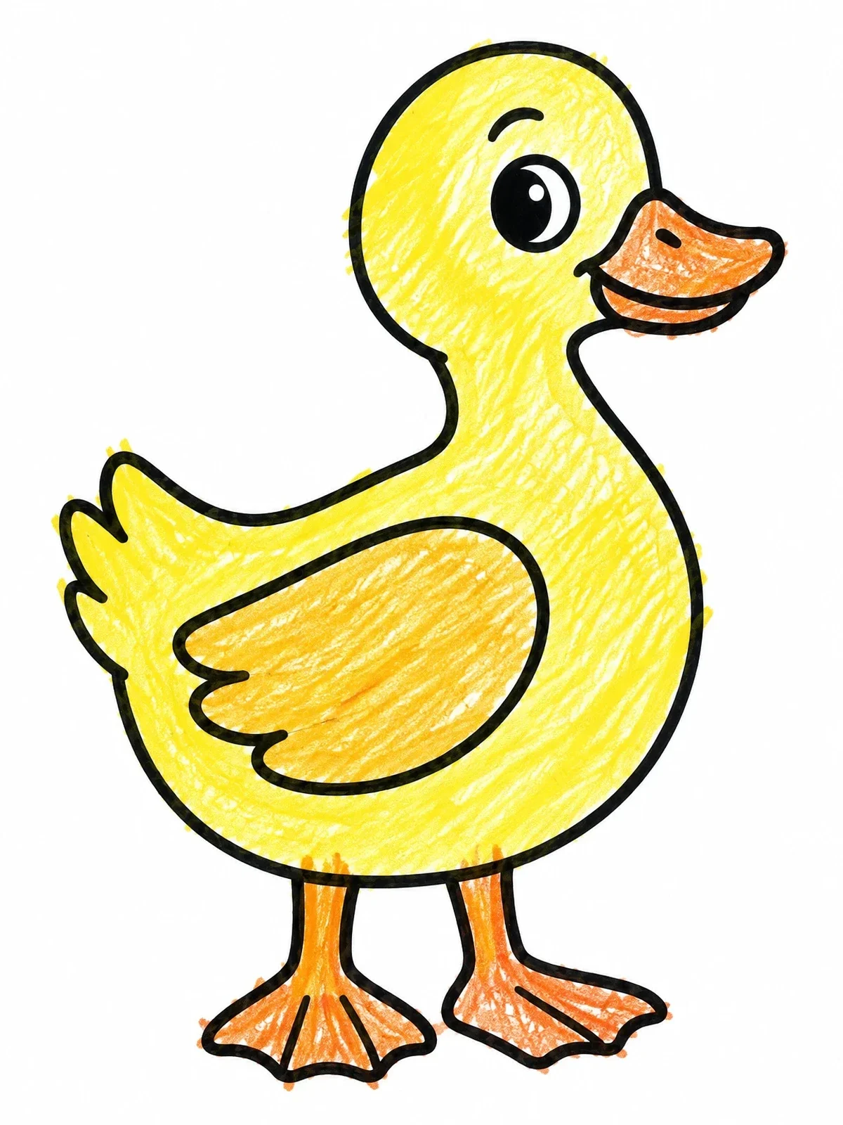 Colored example of the Cute Standing Duckling coloring page
