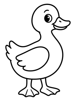 Free printable Cute Standing Duckling coloring page