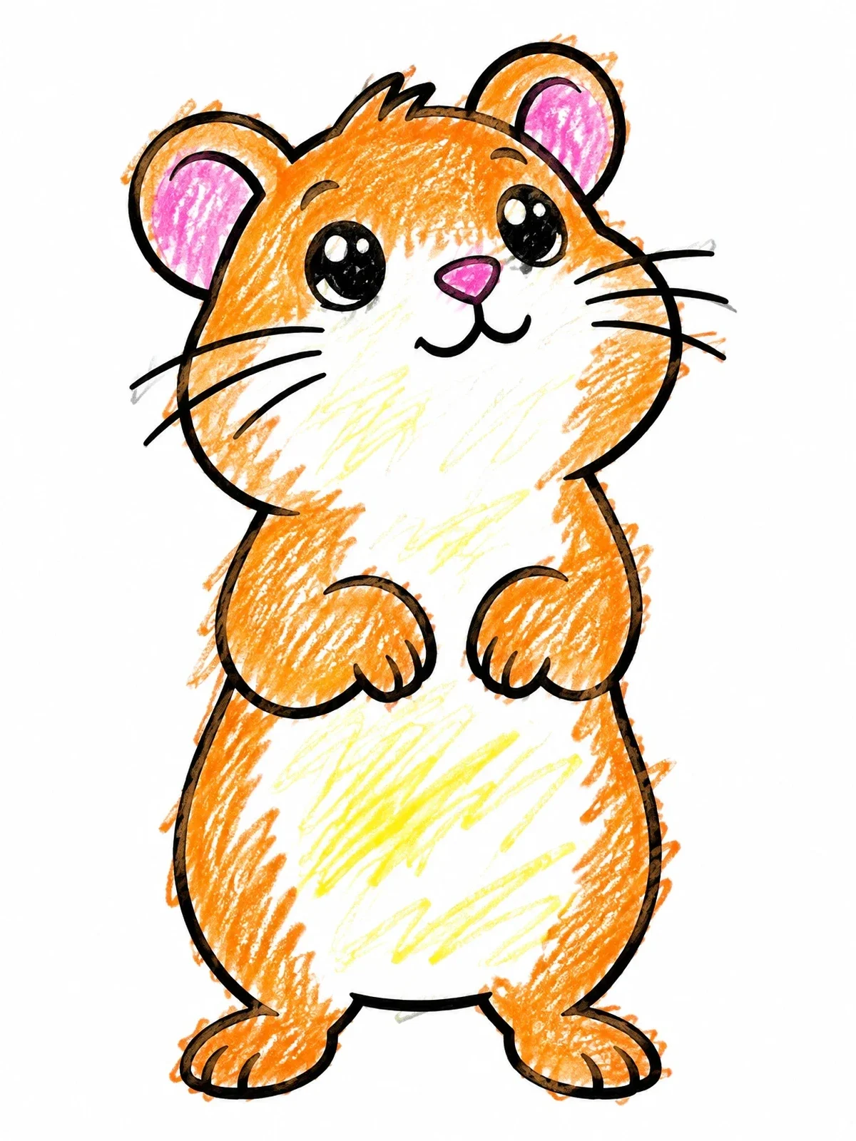 Colored example of the Cute Hamster Standing On Hind Legs coloring page