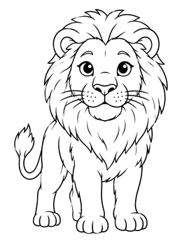 A friendly young lion cub in this lion coloring page.