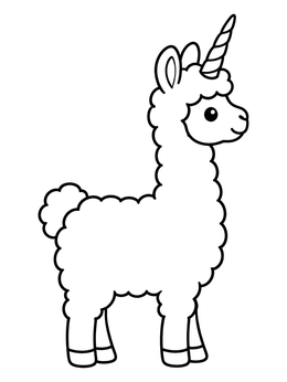Free printable Cute Standing Llamacorn coloring page
