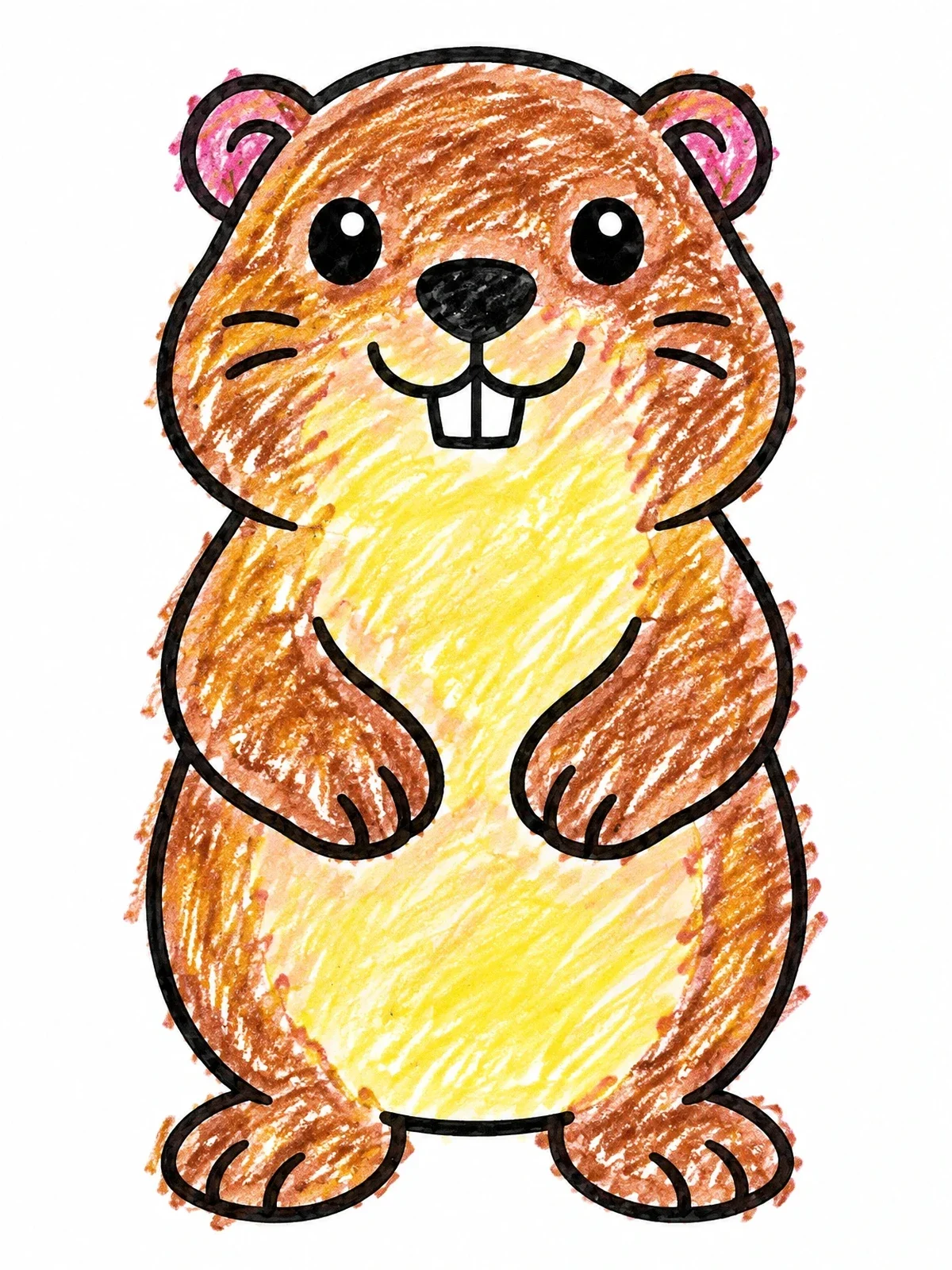 Colored example of the Cute Standing Marmot coloring page