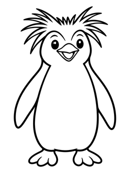 Free printable Cute Standing Rockhopper Penguin coloring page