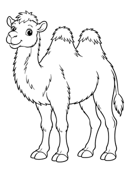 Free printable Cute Standing Two Humped Camel coloring page