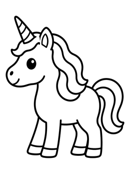 Free printable Cute Standing Unicorn Emoji coloring page