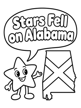 Free printable Cute Star With Alabama Map coloring page
