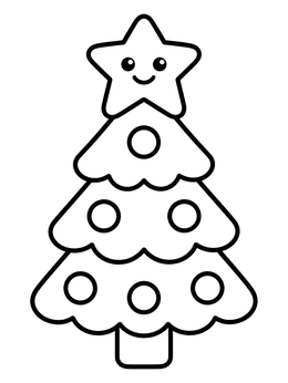 Free printable Cute Star Christmas Tree coloring page