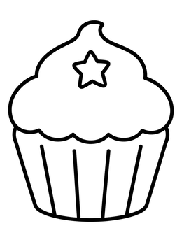 Free printable Cute Star Cupcake coloring page