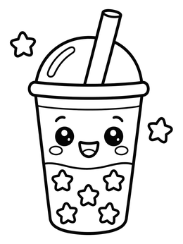 Free printable Cute Star Pearl Boba Cup coloring page