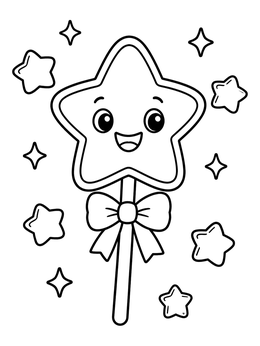 Free printable Cute Star Shaped Lollipop coloring page