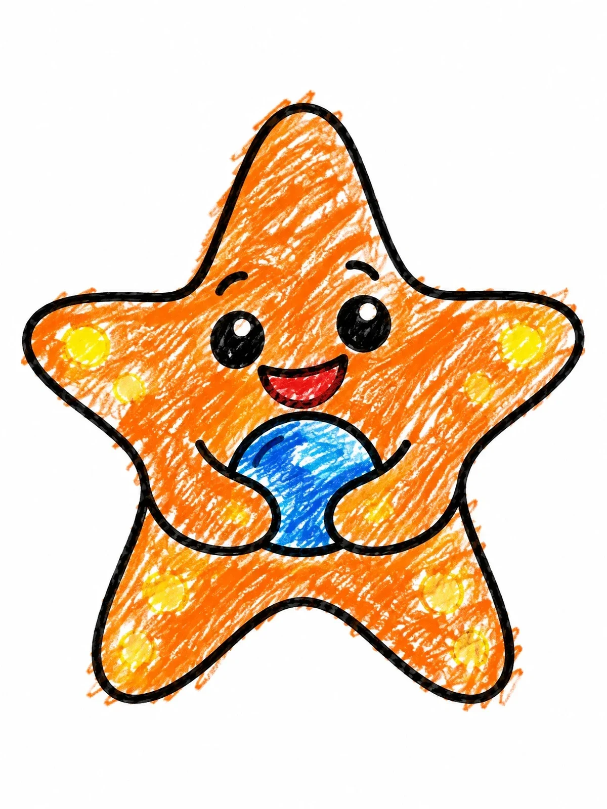 Colored example of the Cute Starfish Holding A Pebble coloring page