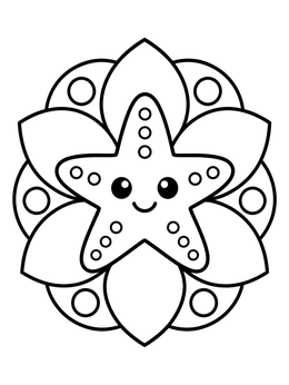Free printable Cute Starfish Petal Mandala coloring page