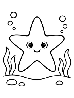 Free printable Cute Starfish Under The Sea coloring page