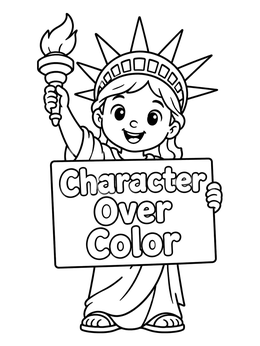 Free printable Cute Statue Of Liberty Holding Sign coloring page