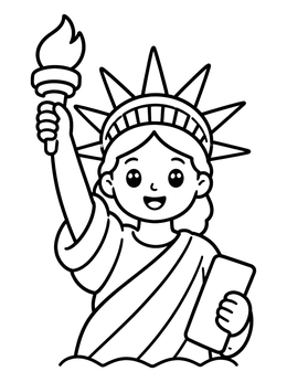 Free printable Cute Statue Of Liberty Character coloring page