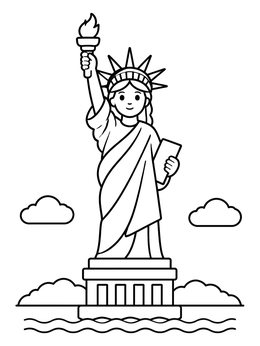 Free printable Cute Statue Of Liberty With Torch coloring page