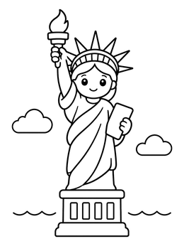 Free printable Cute Statue Of Liberty With Torch coloring page