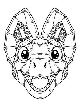 Free printable Cute Steampunk Dilophosaurus Robot Face coloring page