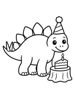 Free printable Cute Stegosaurus Birthday Party coloring page