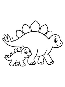 Free printable Cute Stegosaurus Parent And Baby coloring page